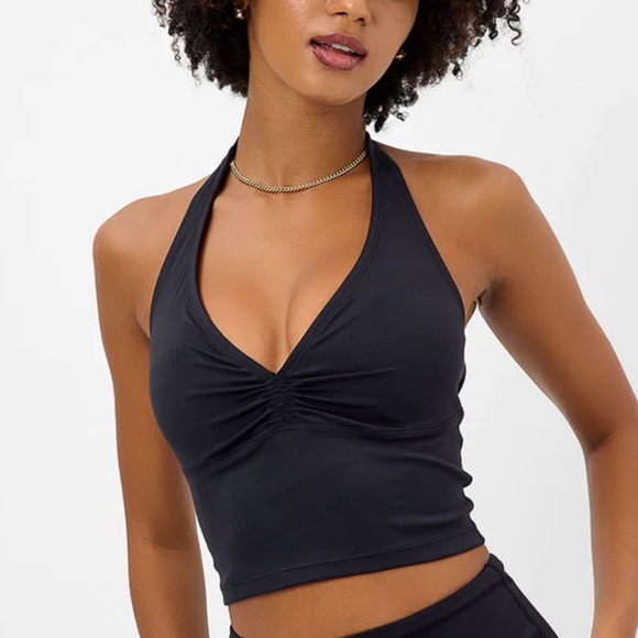 Frankie's Bikinis Tops - Frankie’s Bikinis Active Black Halter Neck Sports Bra Top